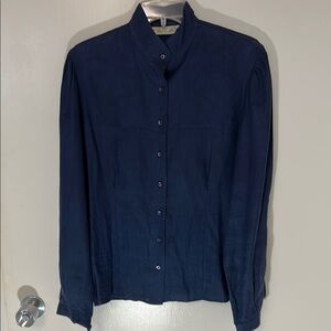 Navy Blue 100% Linen Blouse, size 14